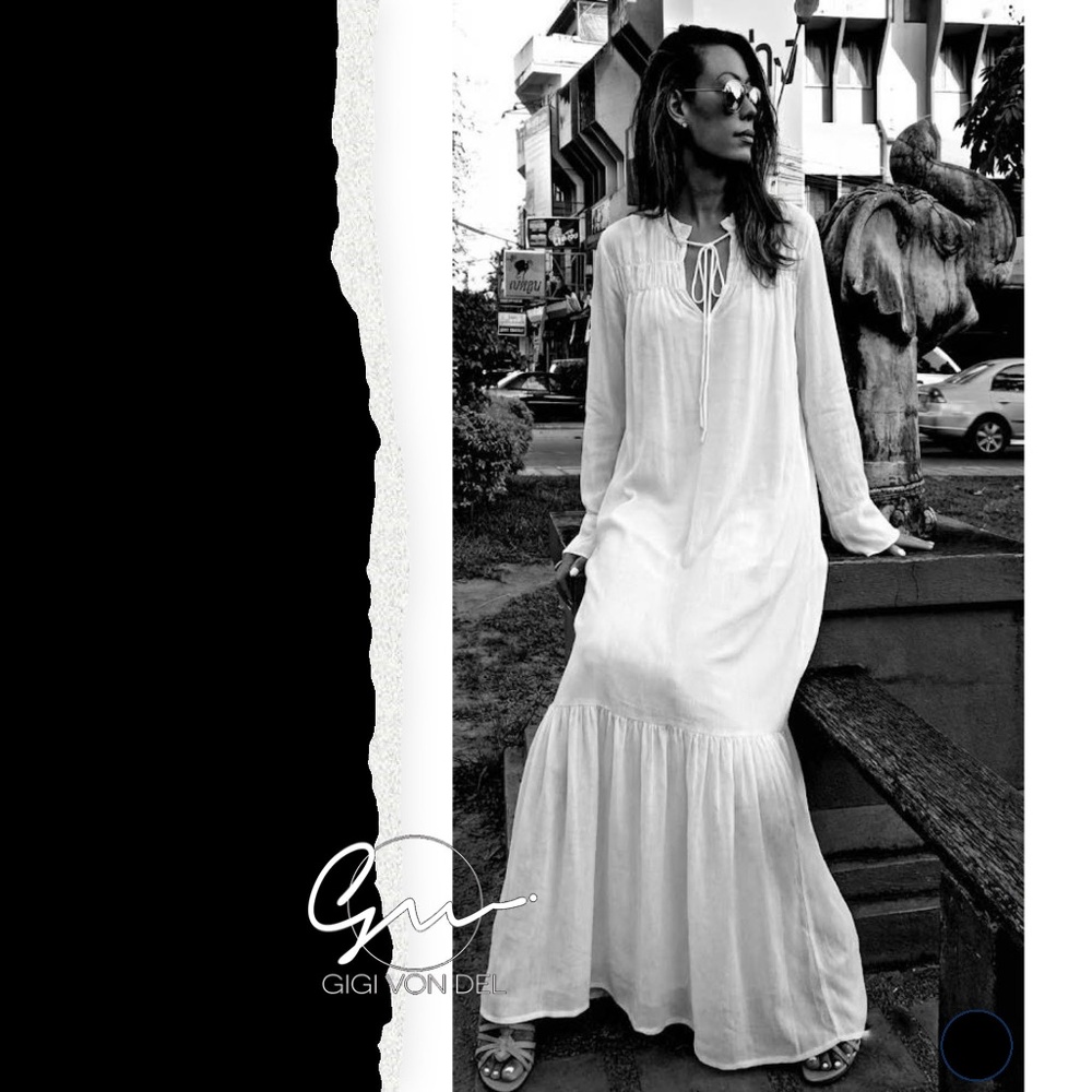 H&M White/Ivory Chiffon Kaftan Maxi Dress - NWT, S